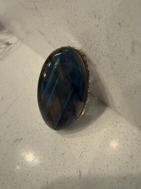 Large Labradorite Oval Statement Ring - Women Jewelry